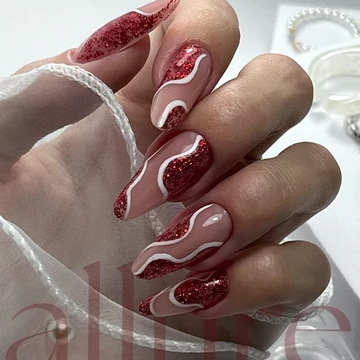 Allure G025 prémium piros csillámos effekt gél lakk