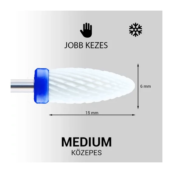 Láng forma kerámia csiszolófej - jobb kezes - Medium