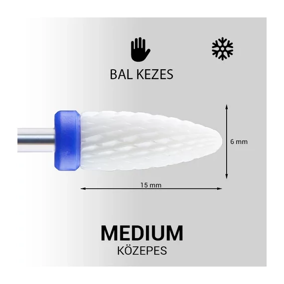 Láng forma kerámia csiszolófej - bal kezes - Medium