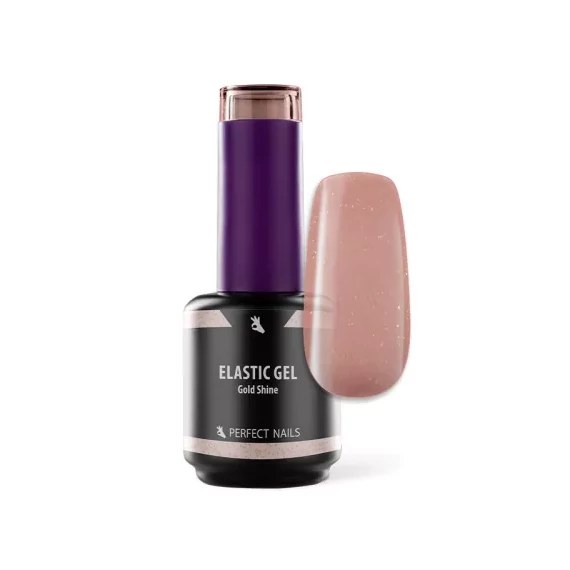 Elastic Cover - Rubber Base Gel - Ecsetes Műkörömépítő Zselé 15ml - Gold Shine