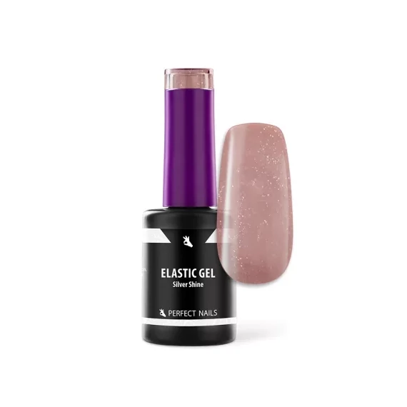Elastic Cover - Rubber Base Gel - Ecsetes Műkörömépítő Zselé 8ml - Silver Shine