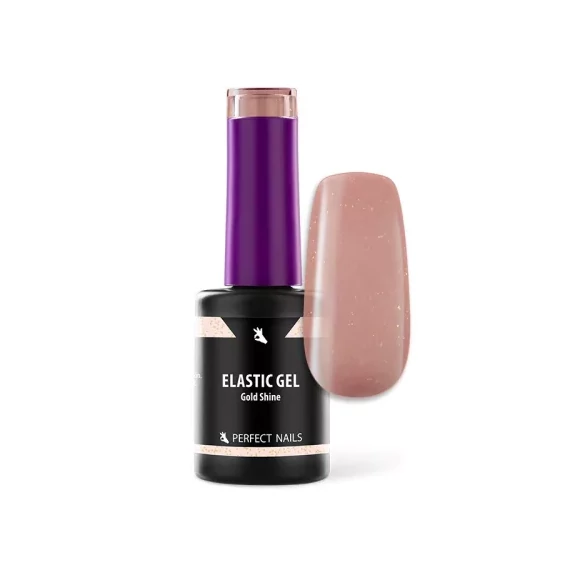 Elastic Cover - Rubber Base Gel - Ecsetes Műkörömépítő Zselé 8ml - Gold Shine