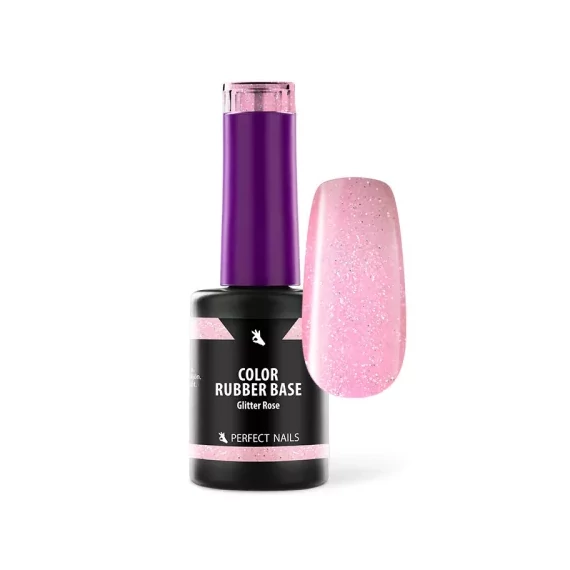Color Rubber Base Gel - Színezett Alapzselé 8ml - Glitter Rose