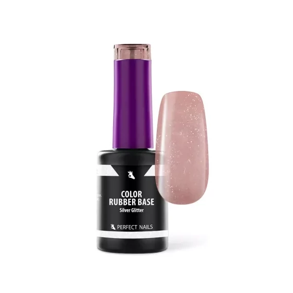Color Rubber Base Gel - Színezett Alapzselé 8ml - Silver Glitter